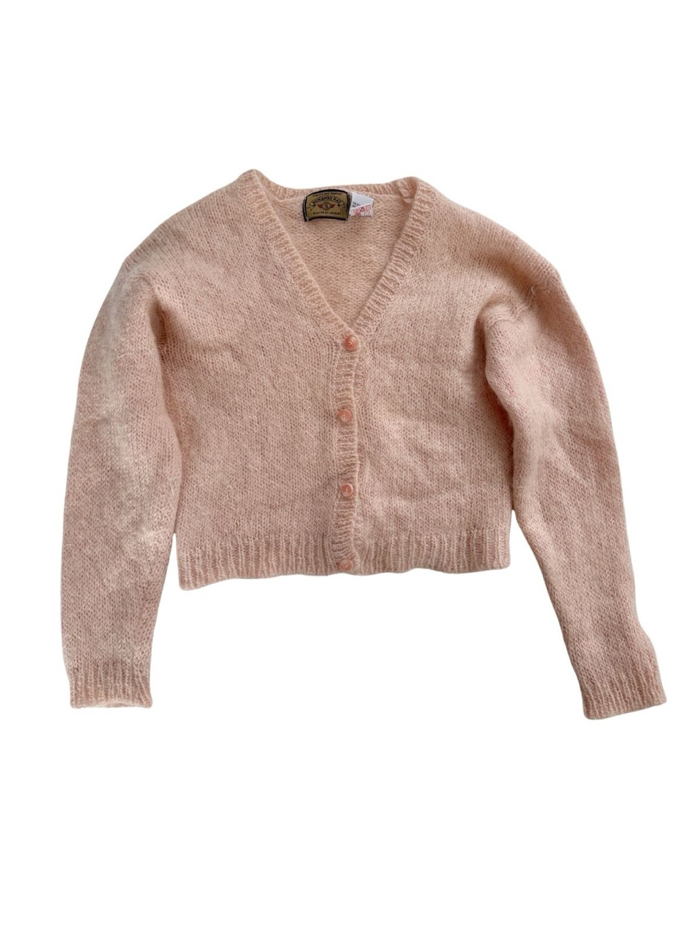 Vintage 90s Cropped Cardigan Sweater Mohair Blend Pink Balletcore